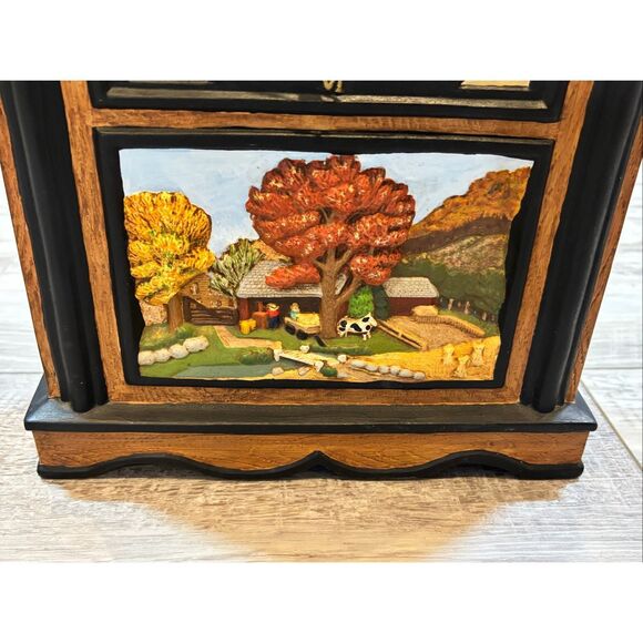 Vintage Ceramic Mantel Clock Hershey Mold Farm Mill Scene - Picture 4 of 13